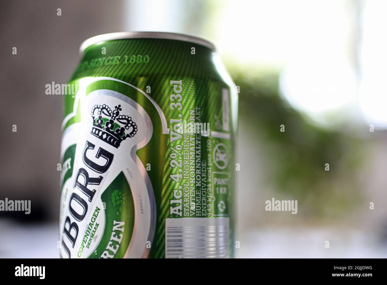 A beer can from Tuborg. Stock Photo