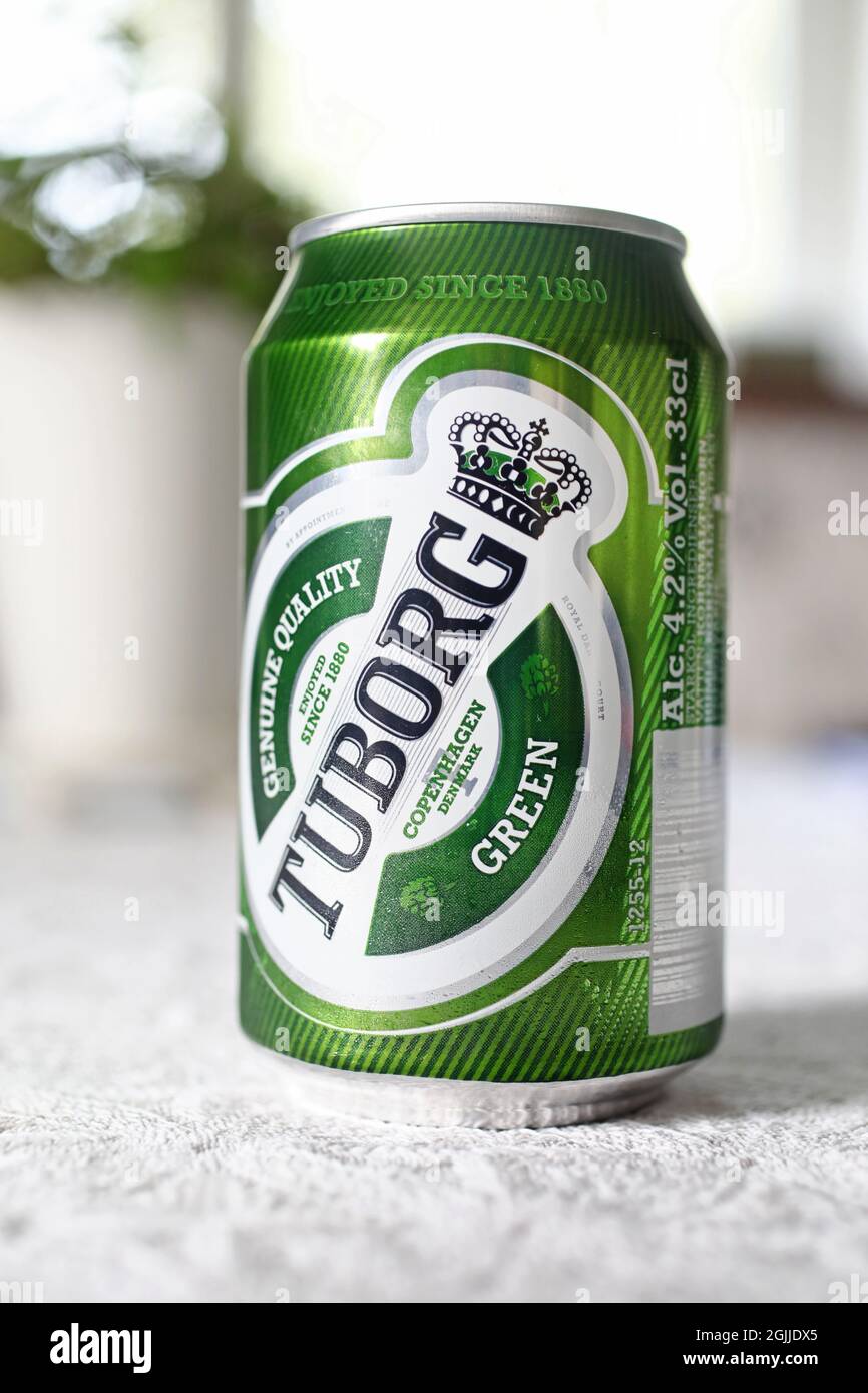 A beer can from Tuborg. Stock Photo