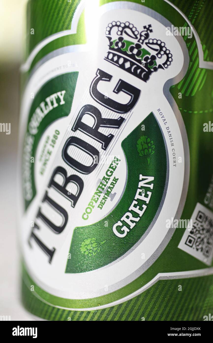 A beer can from Tuborg. Stock Photo