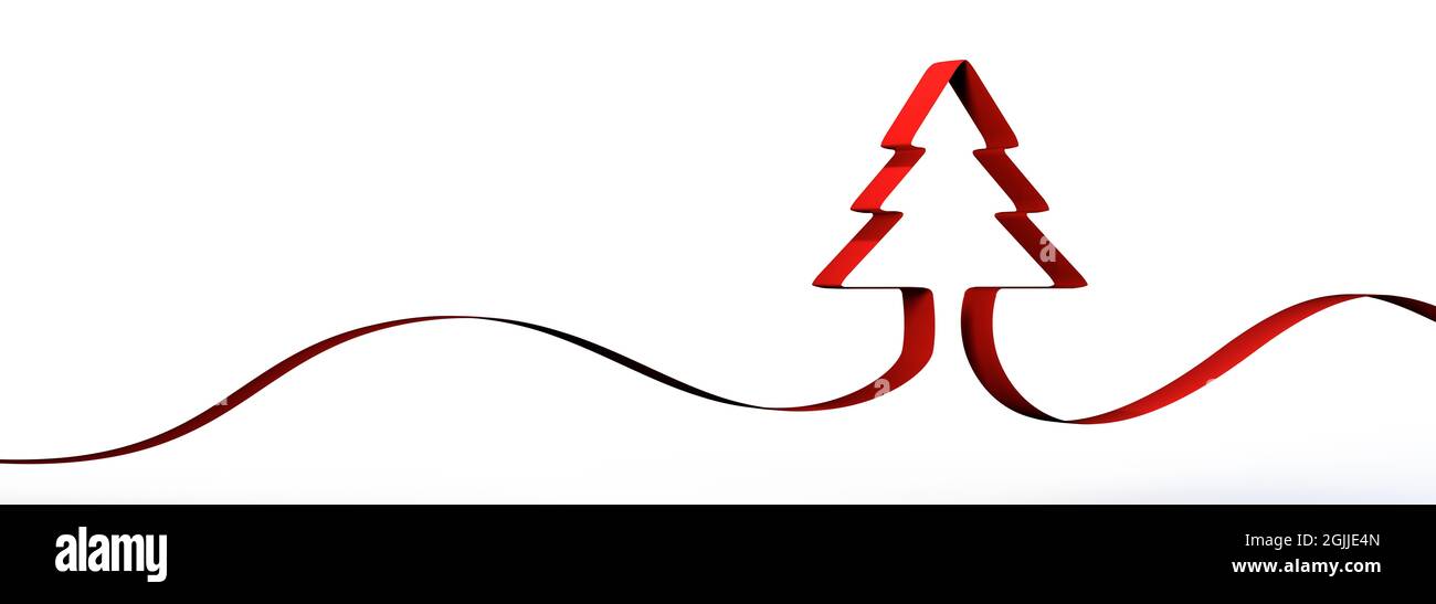3D rendering of a Christmas card with a red tree on a white background ...