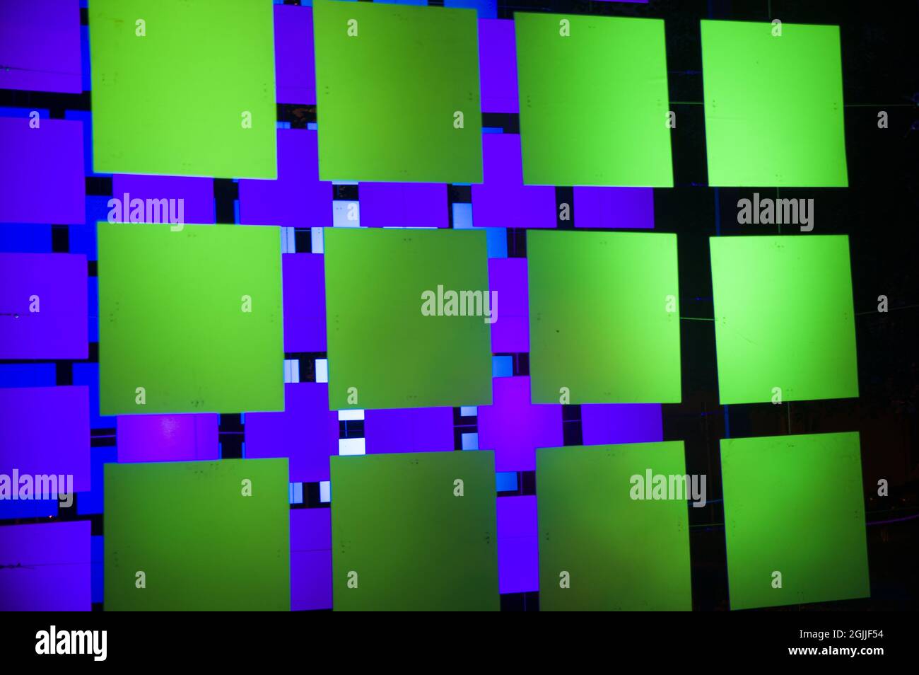 Abstract conceptual background with different green and blue squares ...