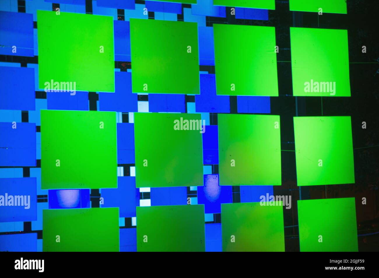 Abstract conceptual background with different green and blue squares ...