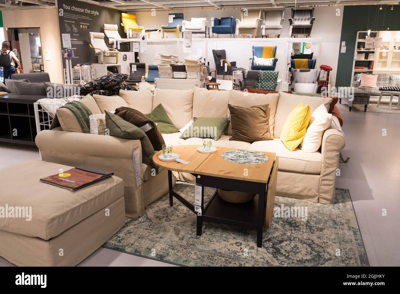 interior design. Modern and colorful Sofa sitting room with Ikea