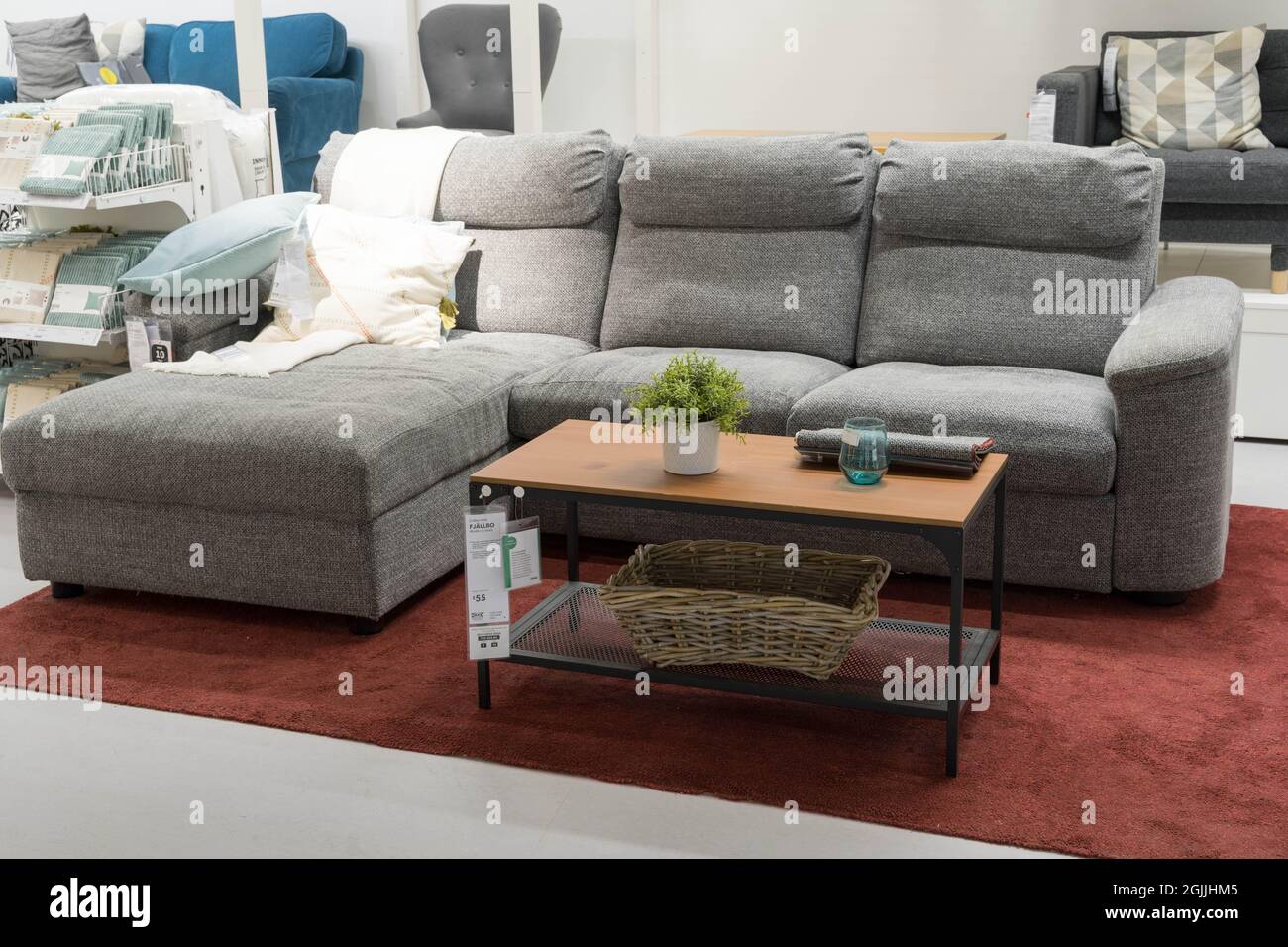 interior design. Modern and colorful Sofa sitting room with Ikea