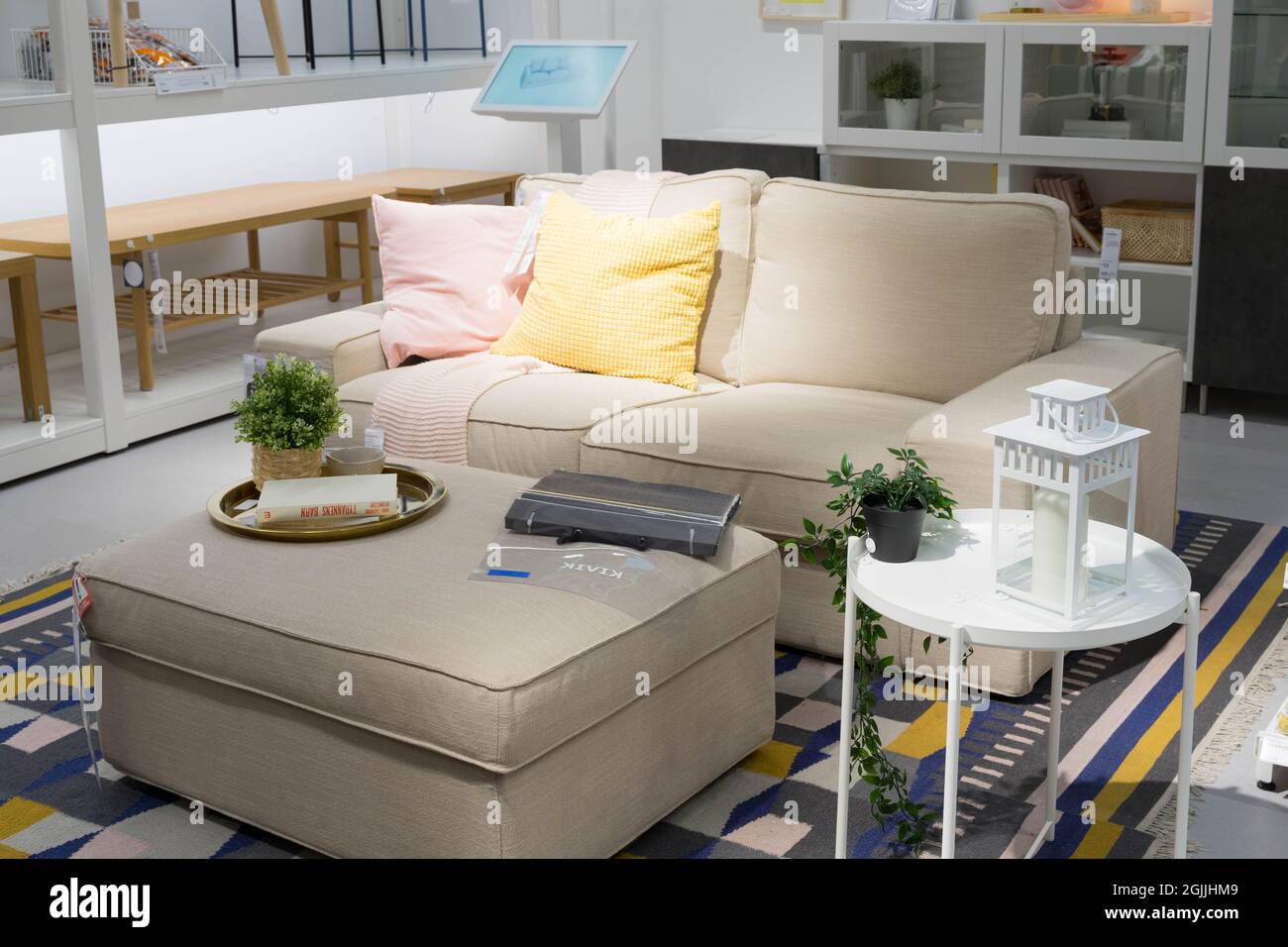 interior design. Modern and colorful Sofa sitting room with Ikea