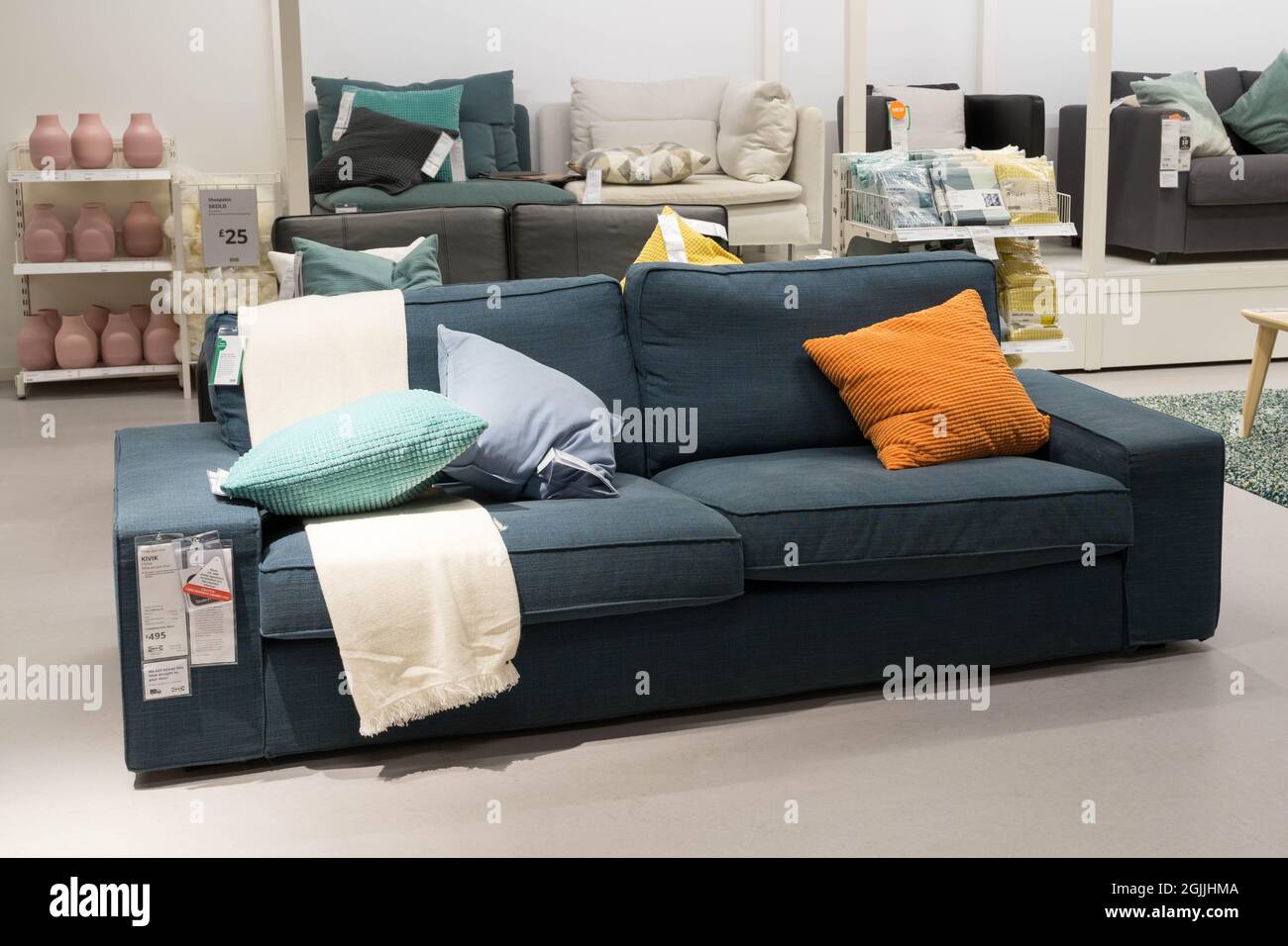 interior design. Modern and colorful Sofa sitting room with Ikea