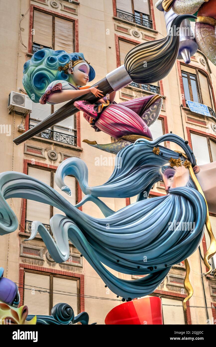 Falla sculpture, Valencia, Valencian Community, Spain Stock Photo