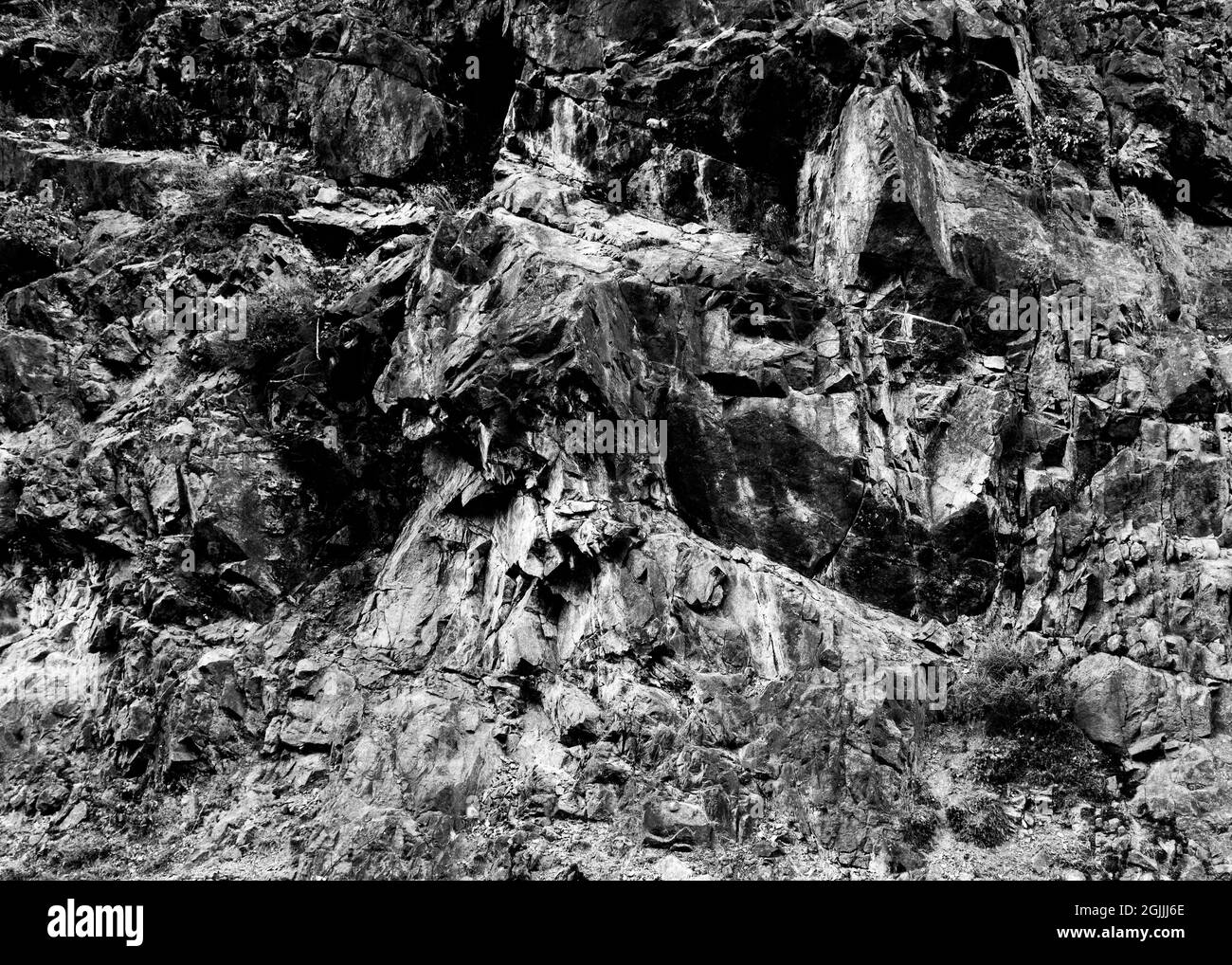 Contrasting black and white mountain slope image, close up Stock Photo