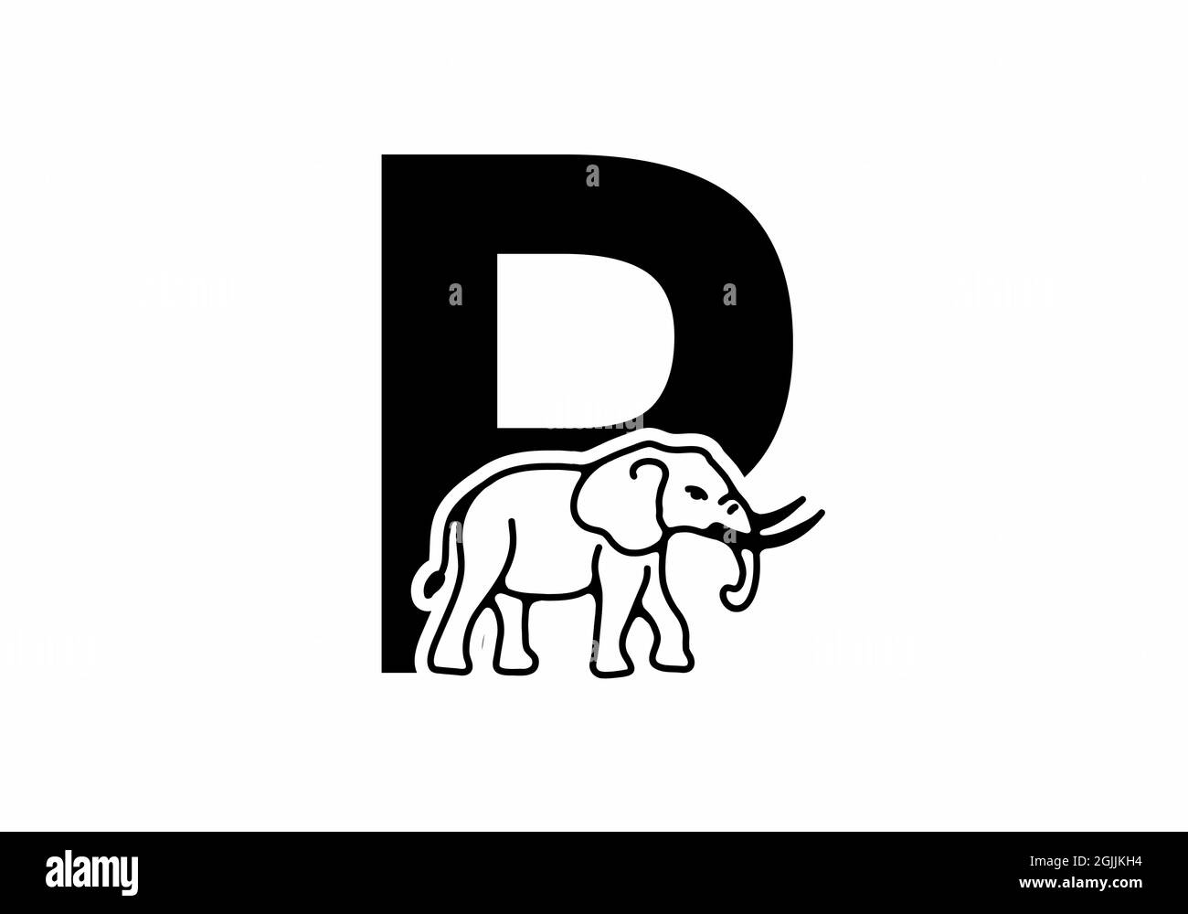 Initial letter P with elephant shape line art design Stock Vector Image ...