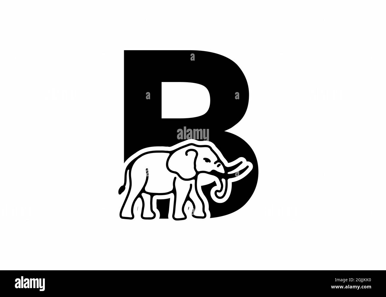 Initial letter B with elephant shape line art design Stock Vector Image ...