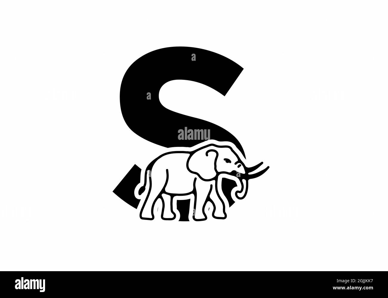 Initial letter S with elephant shape line art design Stock Vector Image ...