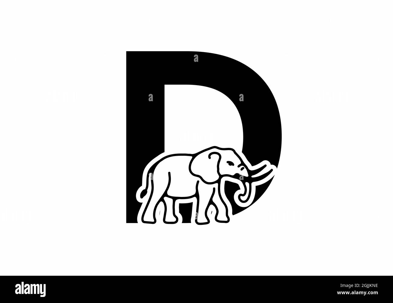 Initial letter D with elephant shape line art design Stock Vector Image ...