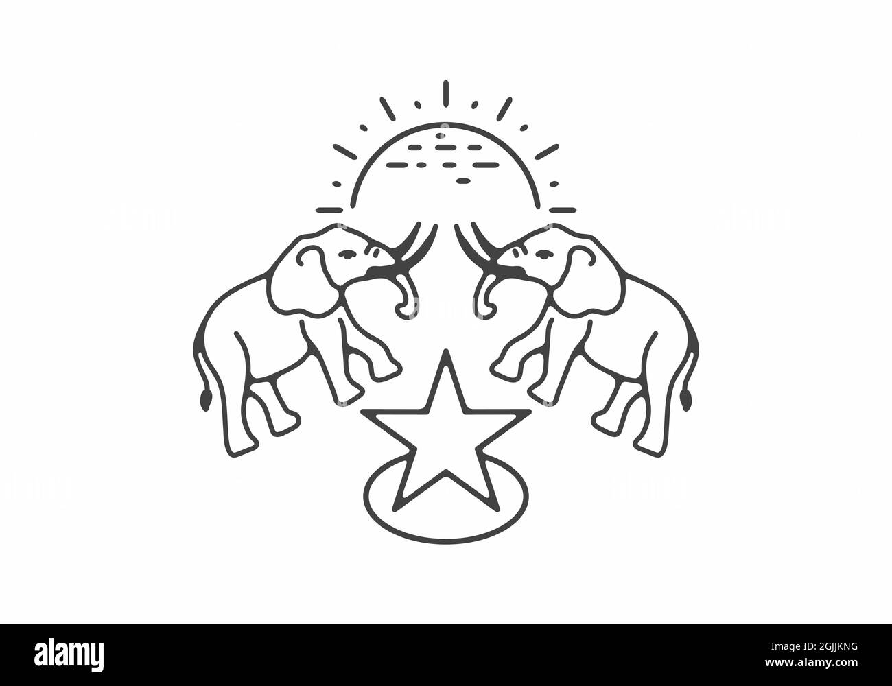 Line art illustration of elephant design Stock Vector
