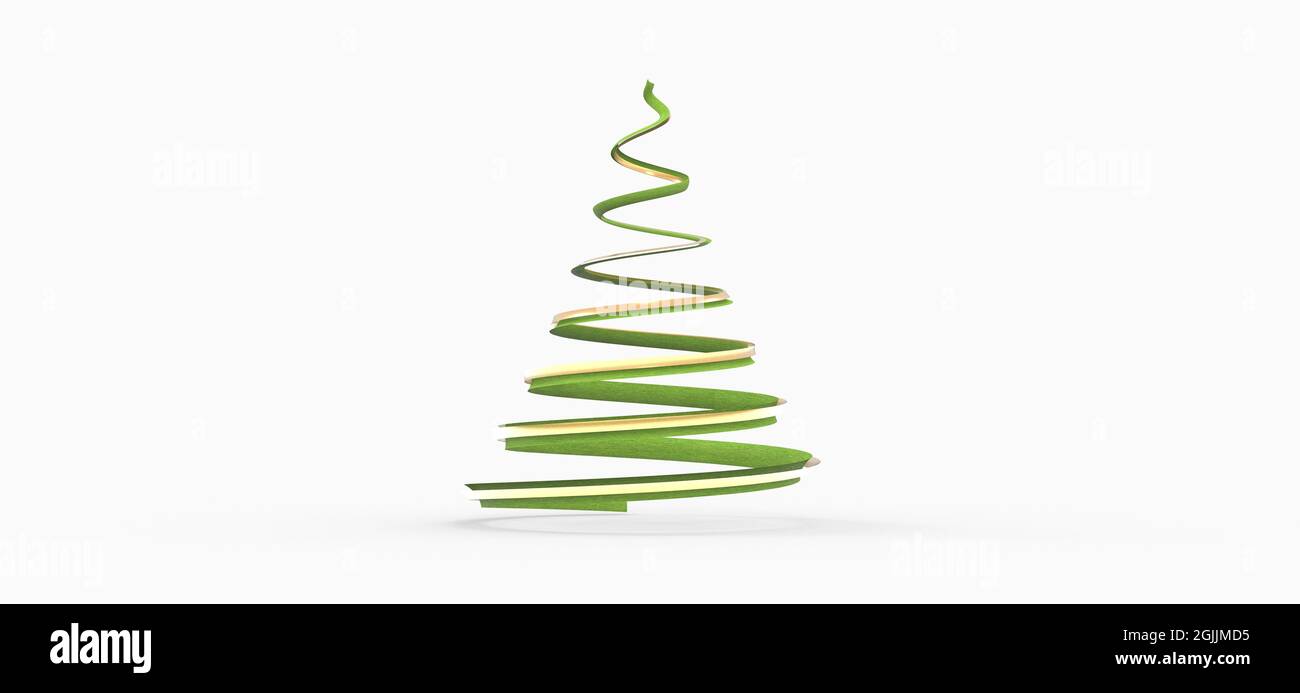 3D rendering of a green spiral Christmas tree isolated on white ...
