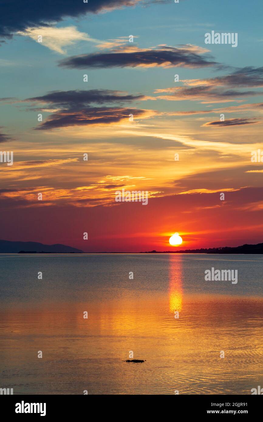 Autumn Sunset over Tralee Bay, County Kerry, Ireland Stock Photo