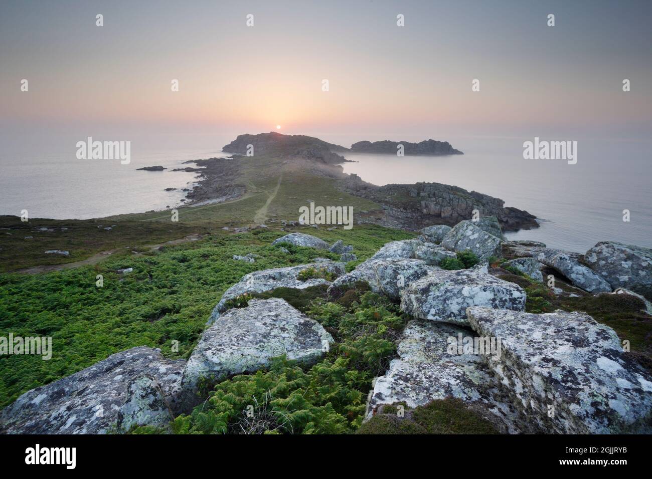 Sunset at Shipmans Head. Bryher. Isles of Scilly. Cornwall, UK. Stock Photo