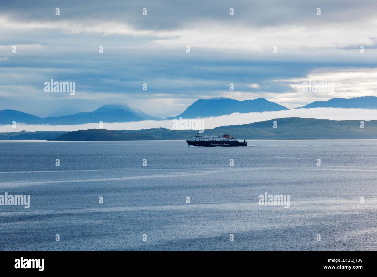 Caledonian MacBrayne ferry in the Sound Of Mull. Isle of Mull. Argyll & Bute. Scotland, UK. Stock Photo