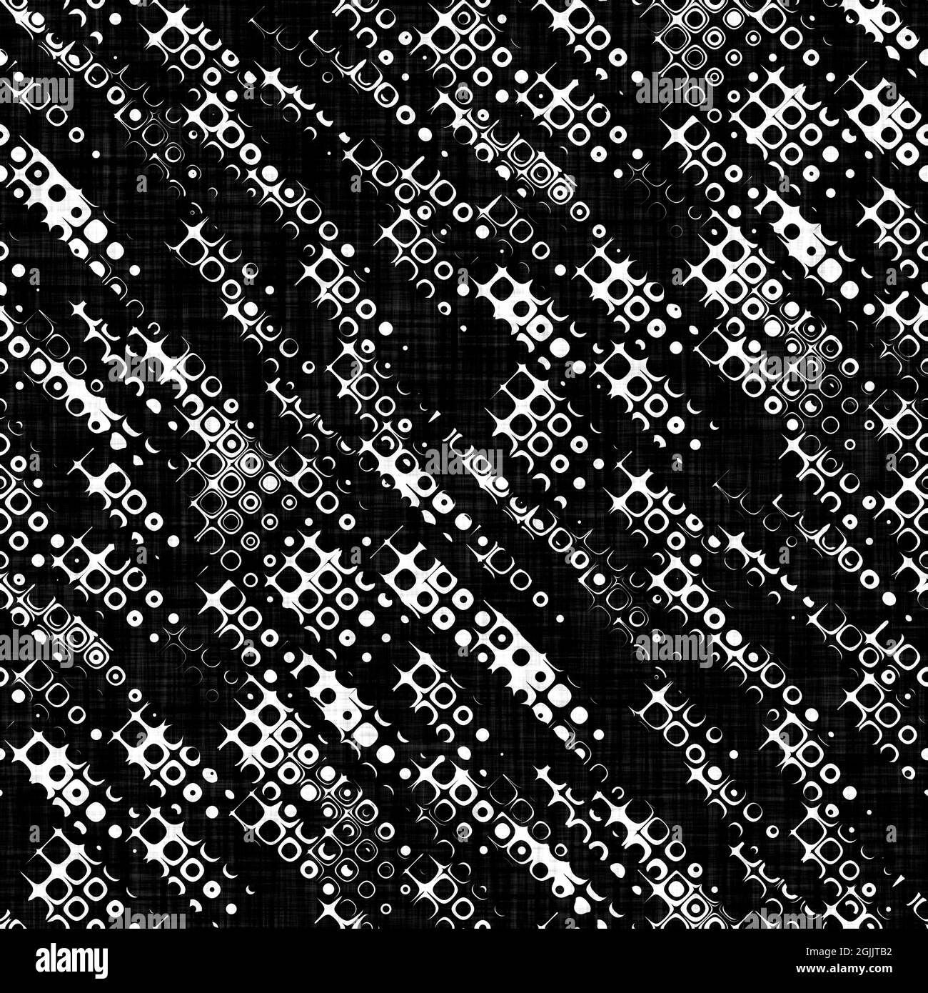 Seamless black white woven cloth geometric linen texture. Two tone monochrome pattern background. Modern textile weave effect. Masculine shape motif Stock Photo
