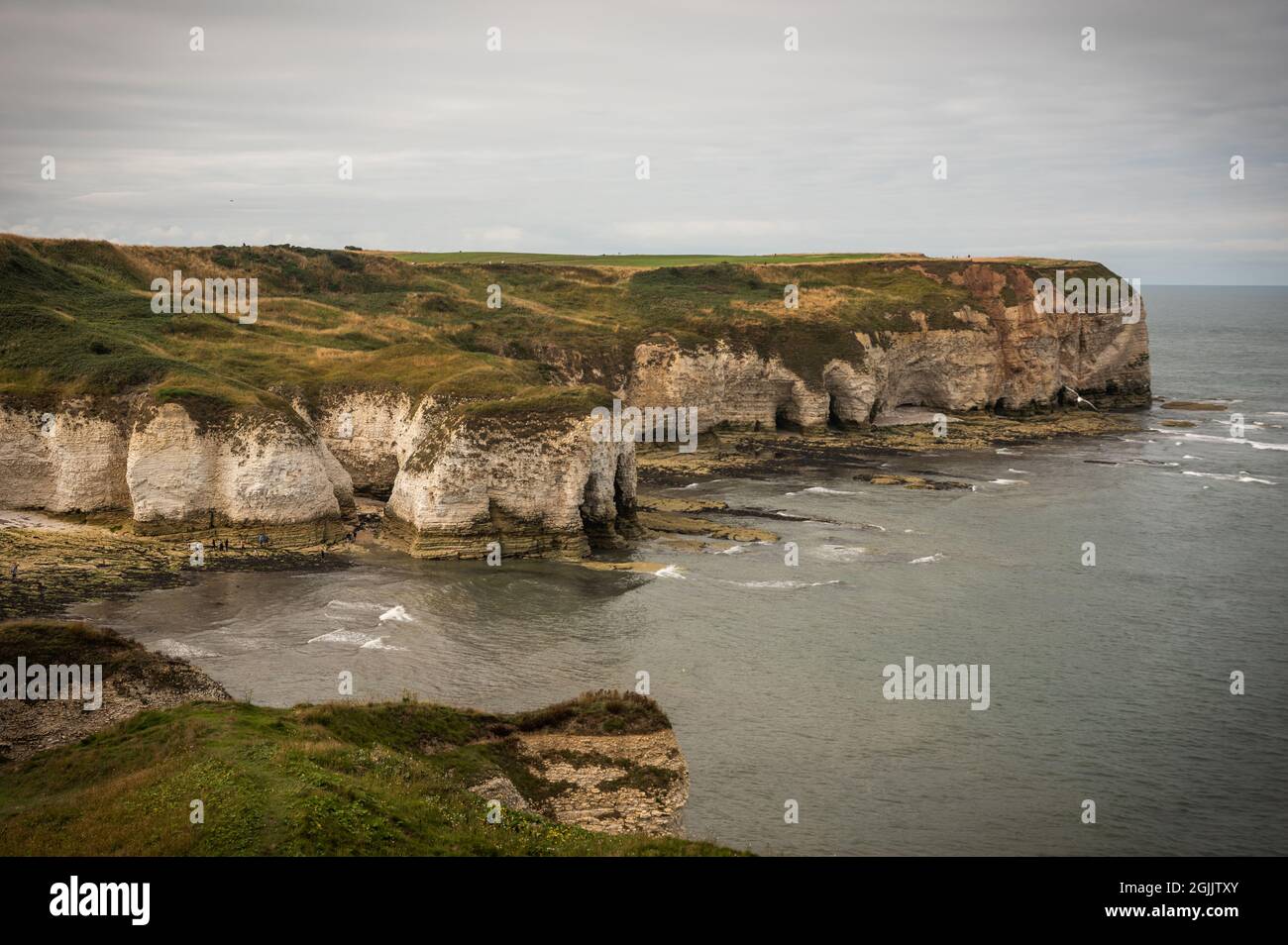 The chalk cliffs of Flamborugh Head in East Yorkshire, UK Stock Photo