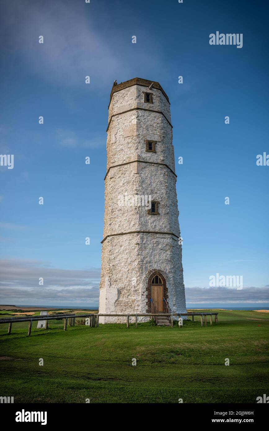The chalk tower lighthouse near Flamborough Head, East Yorkshire, UK Stock Photo