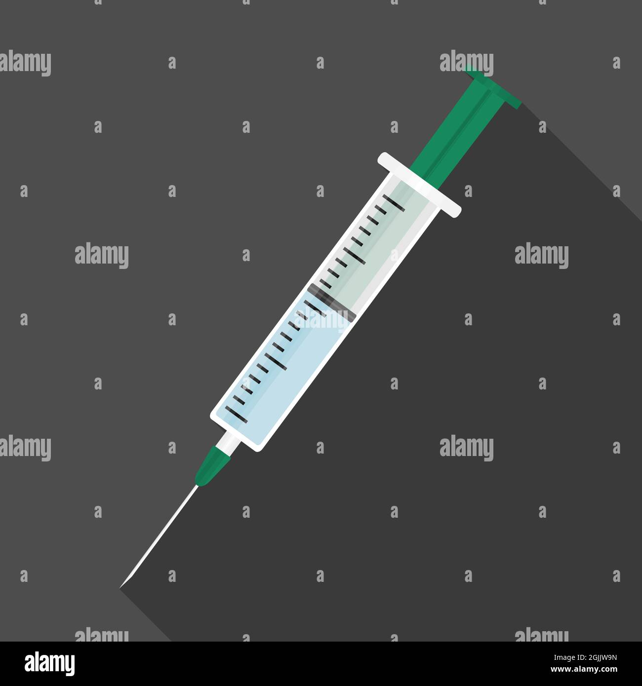 syringe symbol isolated on dark background, vector illustration Stock Vector
