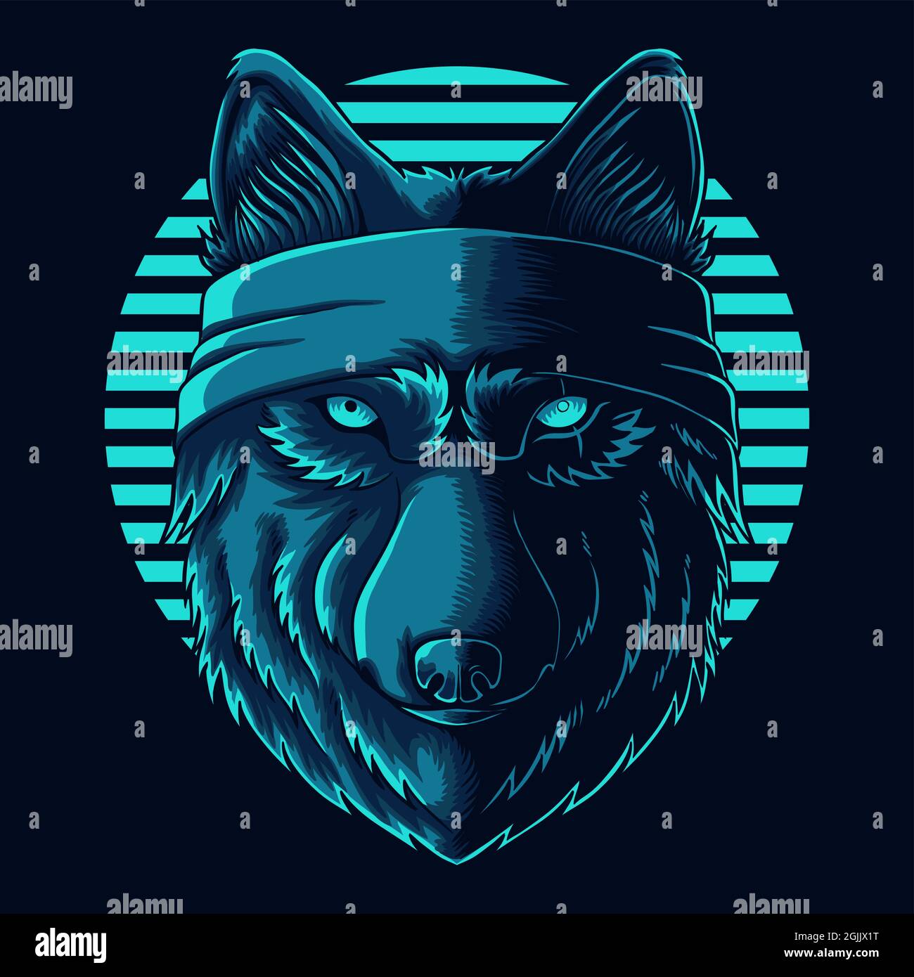 Wolf head wear bandana vector illustration Stock Vector