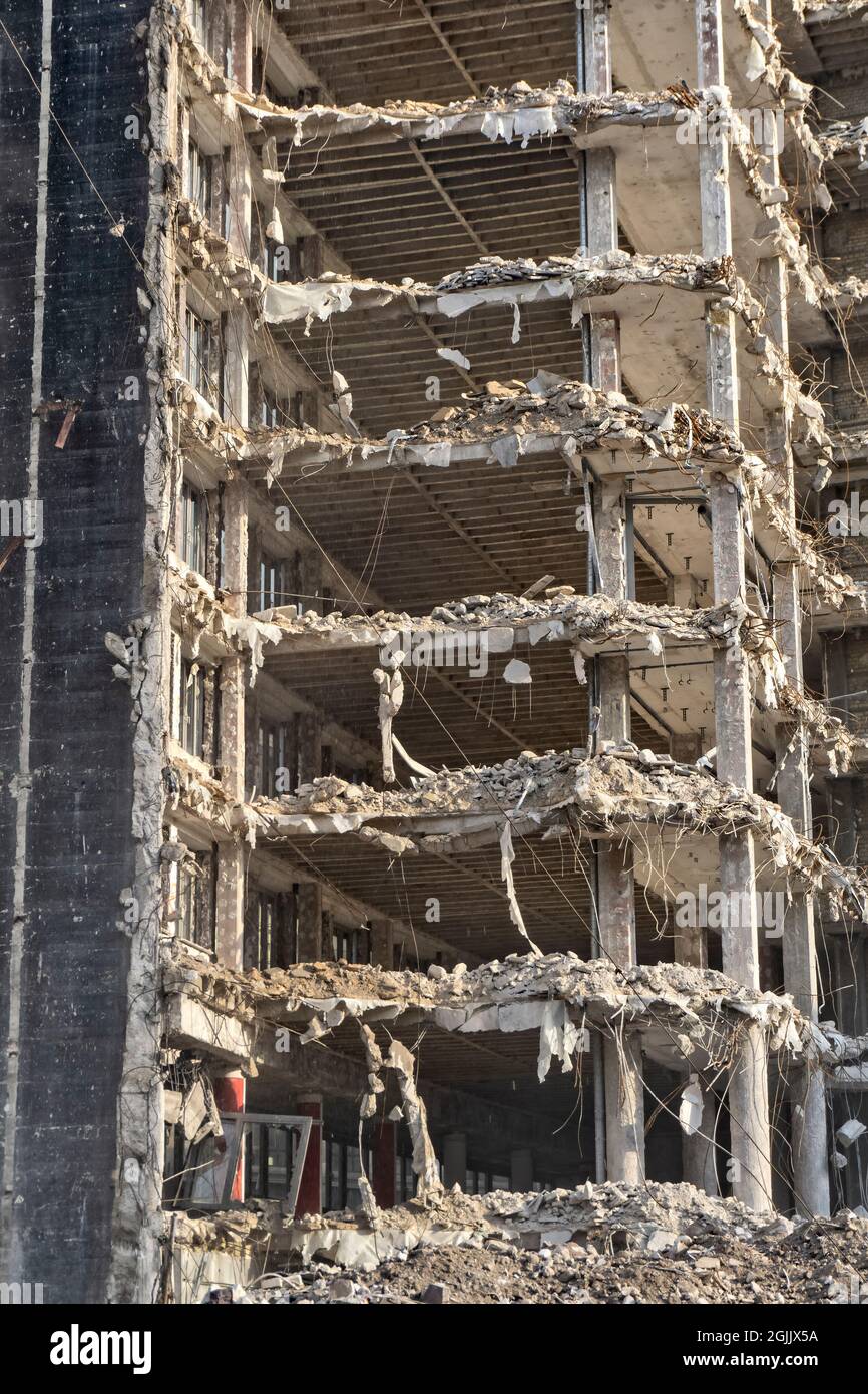 Demolition building at Baseler Platz in Frankfurt am Main Stock Photo