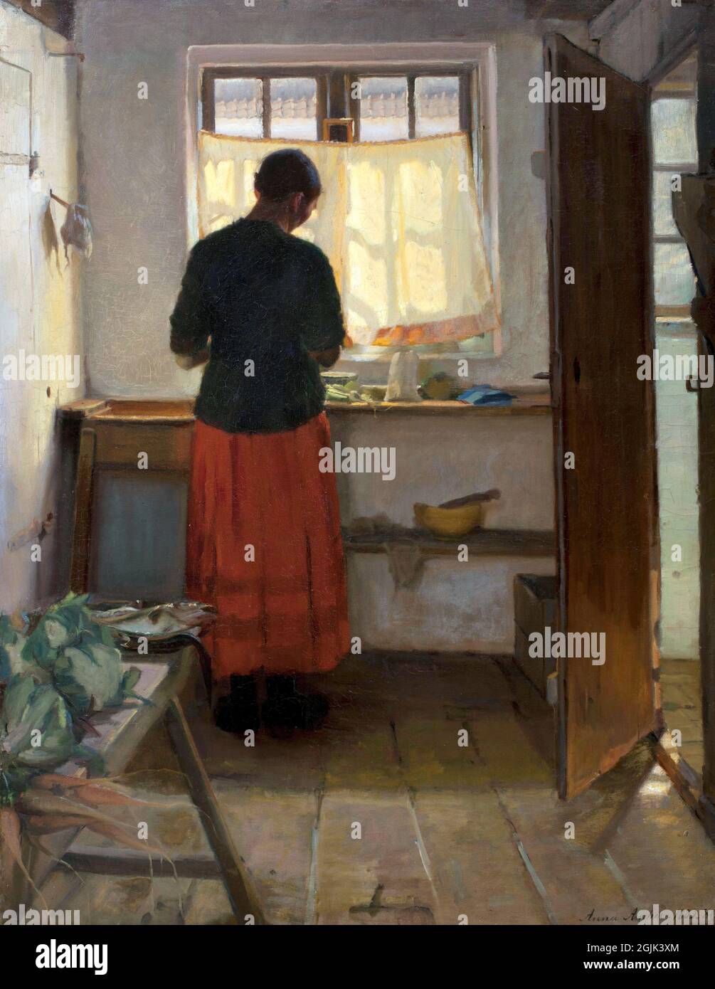 The maid in the Kitchen by the Danish artist, Anna Ancher (1859-1935), oil on canvas, 1883-86 Stock Photo