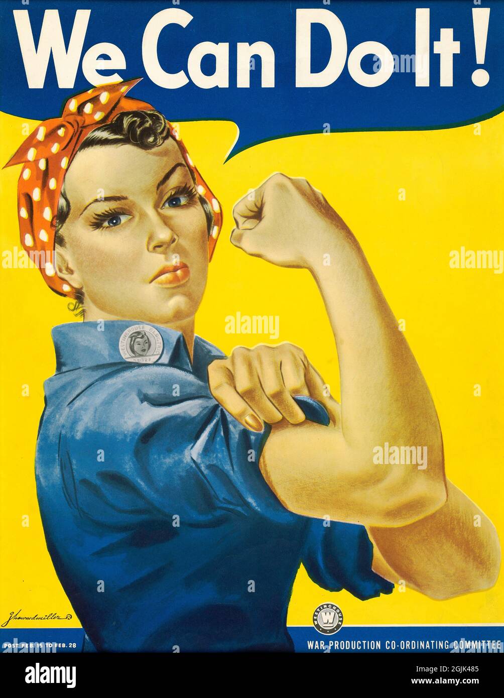 'We Can Do It!' by J. Howard Miller. World War II advertising poster Stock Photo