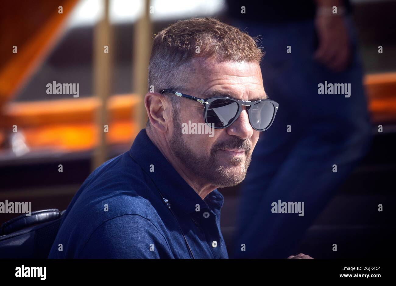 Spanish Actor, director, producer and singer, Antonio Banderas arrives at The Venice Film festival. Stock Photo