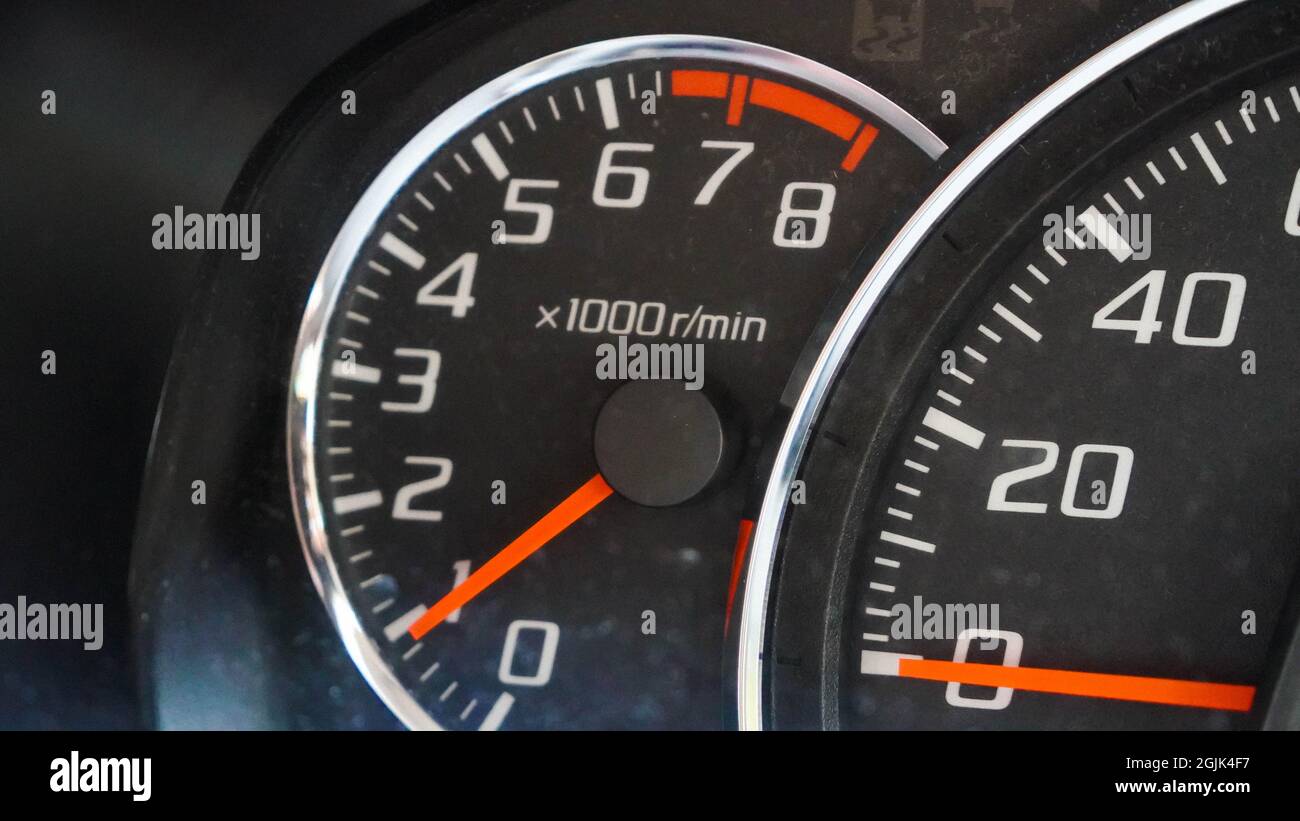 Close up of car speed meter Stock Photo - Alamy