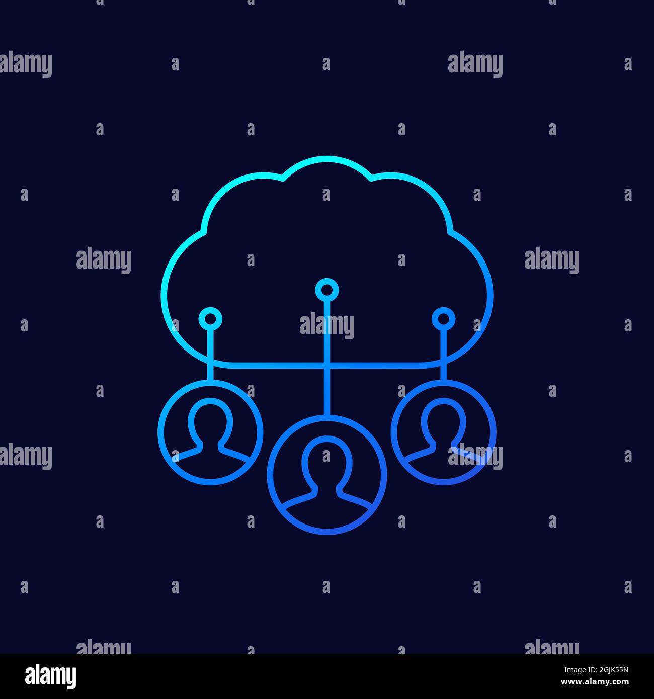 Personal data in cloud line icon, vector Stock Vector
