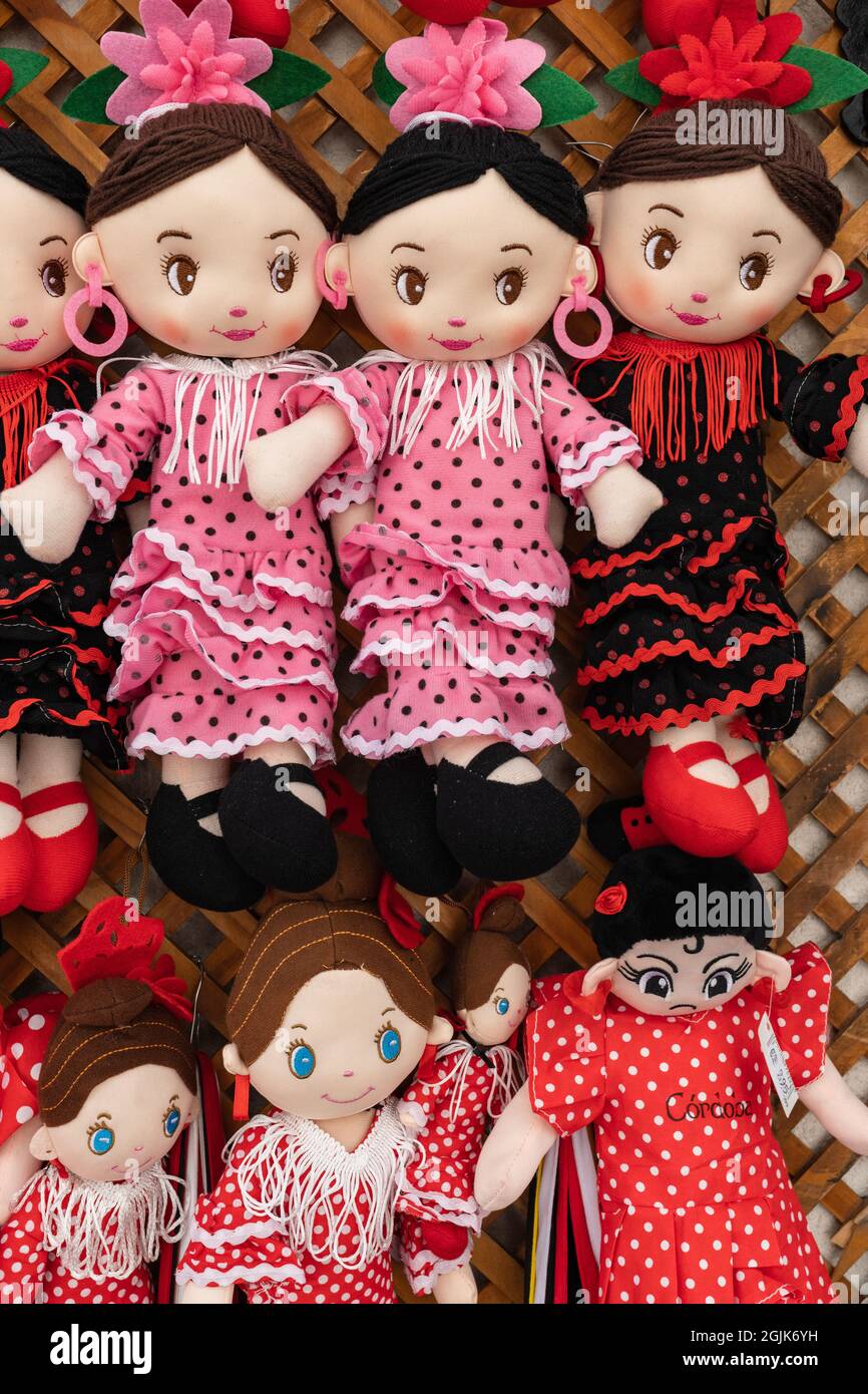 Dolls with colorful Andalusian costumes Stock Photo
