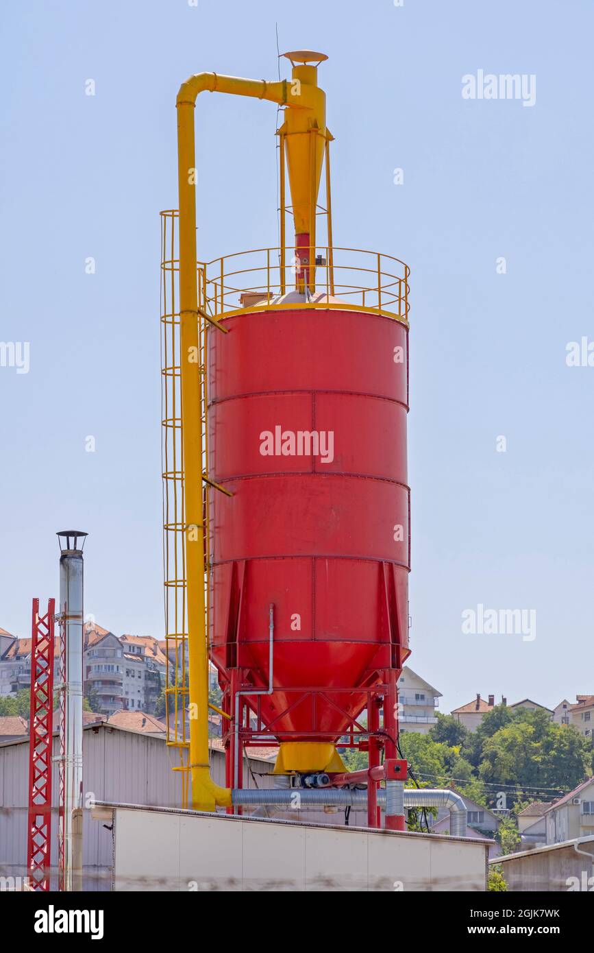 Red Silo Wood Chips Pellet Production Factory Equipment Stock Photo - Alamy