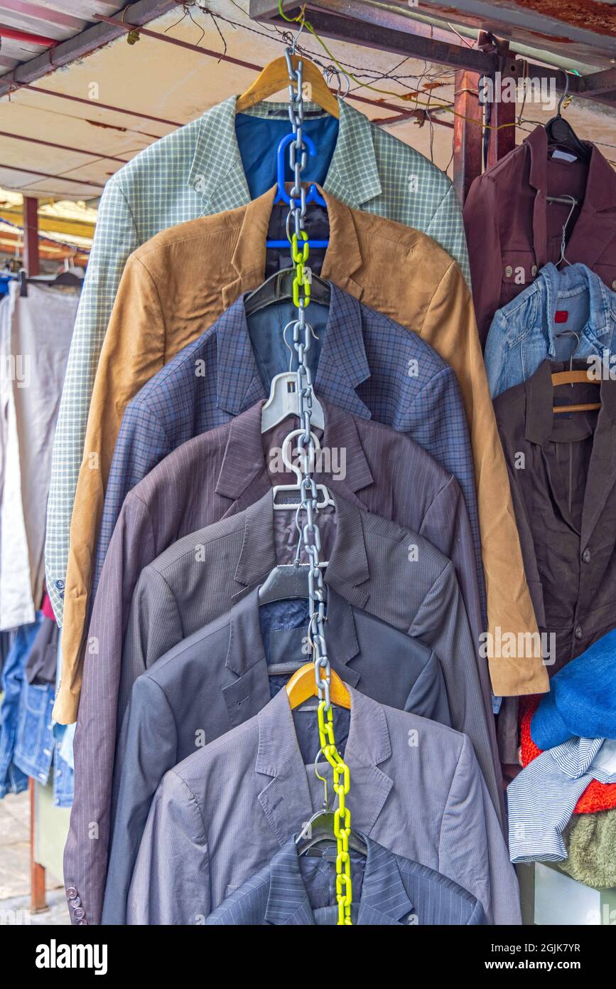 Used Suits Clothing For Sale at Flea Market Stall Stock Photo Alamy