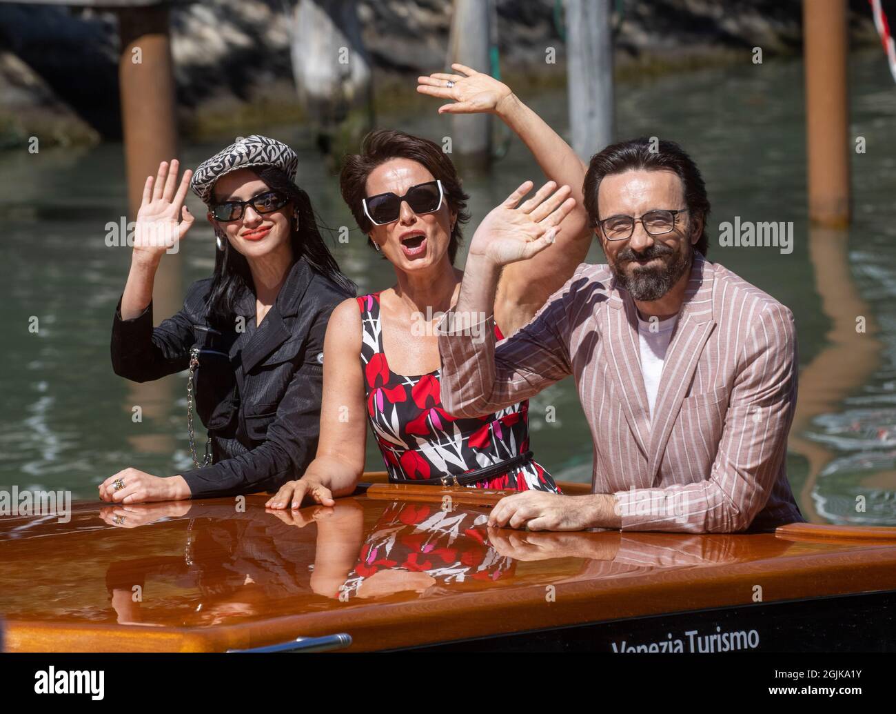 Milena Smit, Aitana Sánchez-Gijón and Israel Elejalde are seen arriving at the 78th Venice International Film Festival Stock Photo