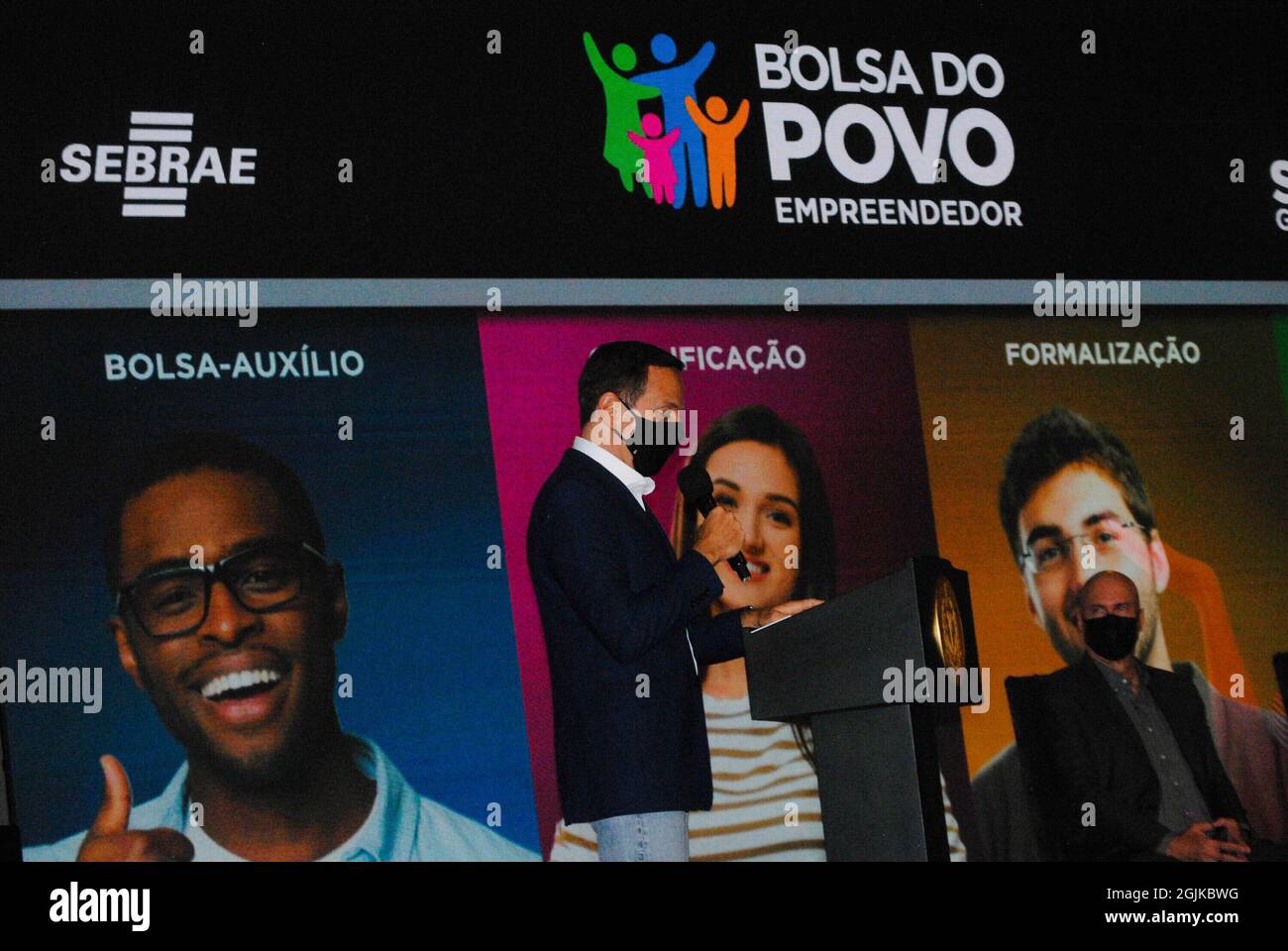 Sao Paulo, Brasil. 10th Sep, 2021. (INT) Entrepreneur scholarship is launched in Sao Paulo. September 10, 2021. Sao Paulo, Brazil: Governor of Sao Paulo, Joao Doria, during the launching ceremony of the ''Entrepreneurial Scholarship'', a program to support informal self-employed in vulnerable situations, held at Palacio dos Bandeirantes, in Sao Paulo, on Friday (10). The project will give priority to women, youth, blacks and browns, indigenous people and people with disabilities who will also receive training and migrate to the formal market. (Credit Image: © Adeleke Anthony Fot Stock Photo