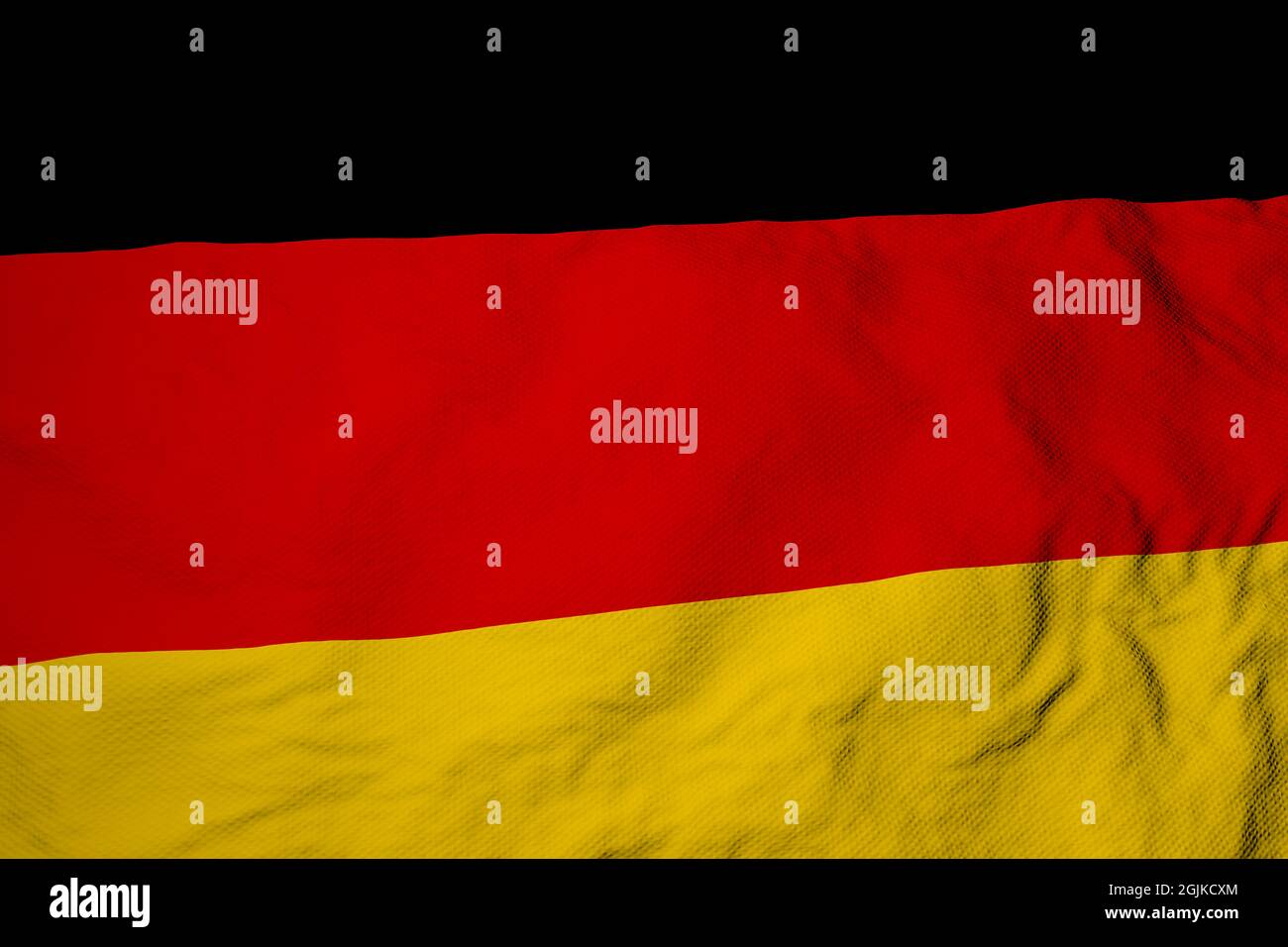 Full frame close-up on a waving German flag in 3D rendering. Stock Photo