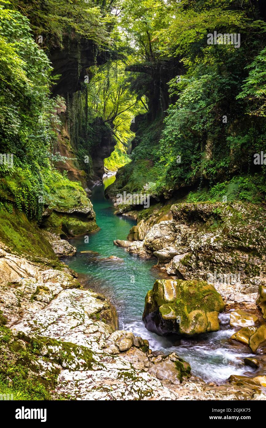 Scenic views of Martvili Canyon in tourist destination and