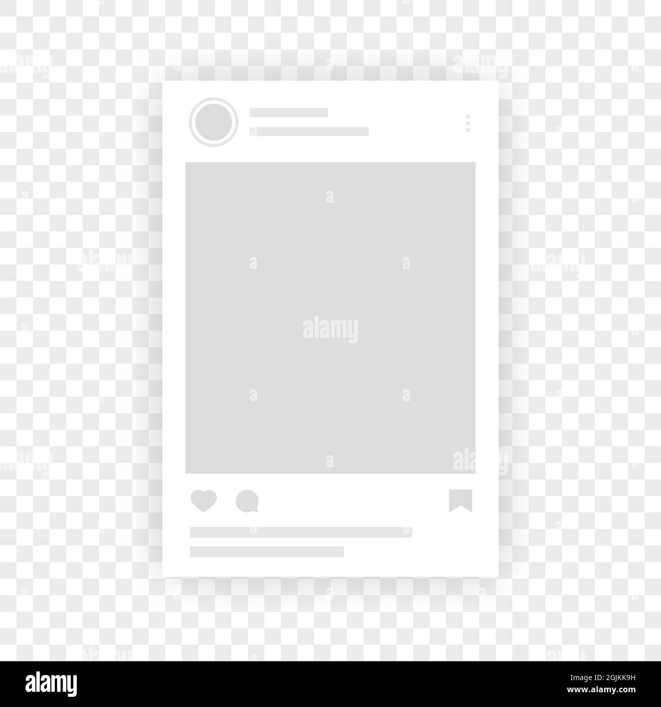 Social network photo frame mockup template. Interface post for popular app interface. Web app page interface design Stock Vector