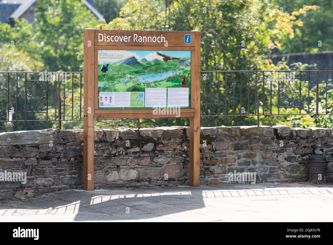 Discover Rannoch sign signboard in the village of Kinloch Rannoch