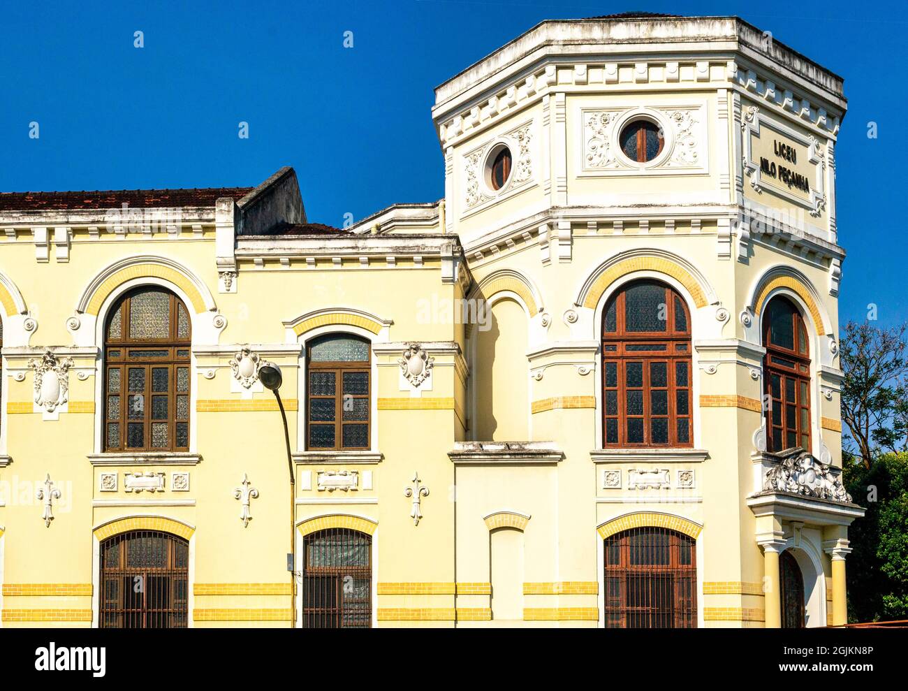 The exterior architecture of the College 'Liceo Nilo Pecanha' in Niteroi, Rio de Janeiro, Brazil. The old building is a famous place in the city Stock Photo