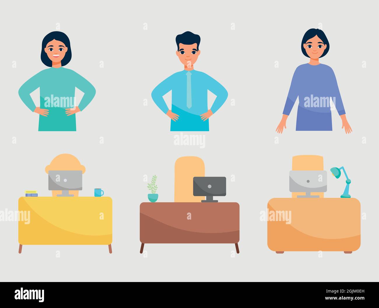 business people and office desks set Stock Vector Image & Art - Alamy