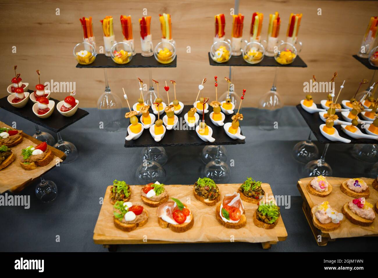 Catering service. Snacks for guests on the table Stock Photo - Alamy