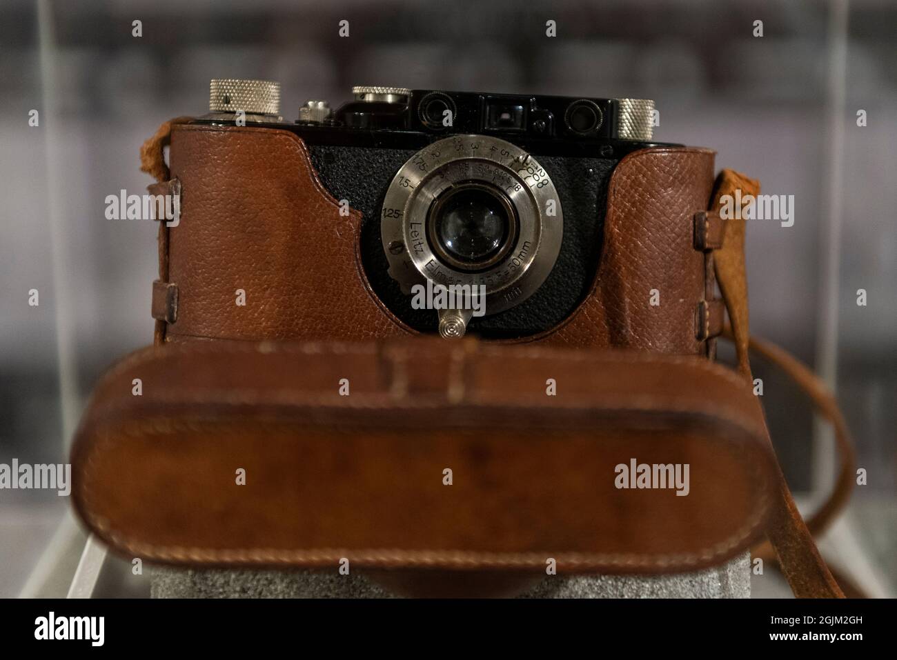 London, UK. 10 September 2021. War photographer, Robert Capa's first Leica  camera, a Leica II Mod. D c. 1930, on display at Photo London, now in its  sixth year. The show includes