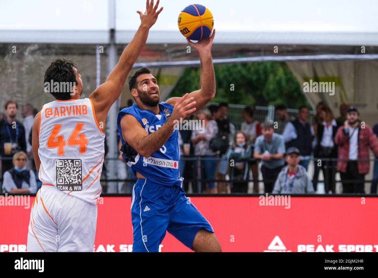 Paris, France, September 10, 2021, Raz Nisim Cohen (Israel) Arvin Slagter  (Netherlands) in action during FIBA