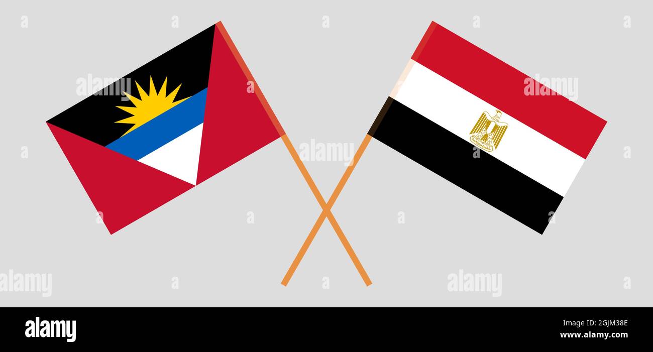 Crossed flags of Egypt and Antigua and Barbuda Stock Vector