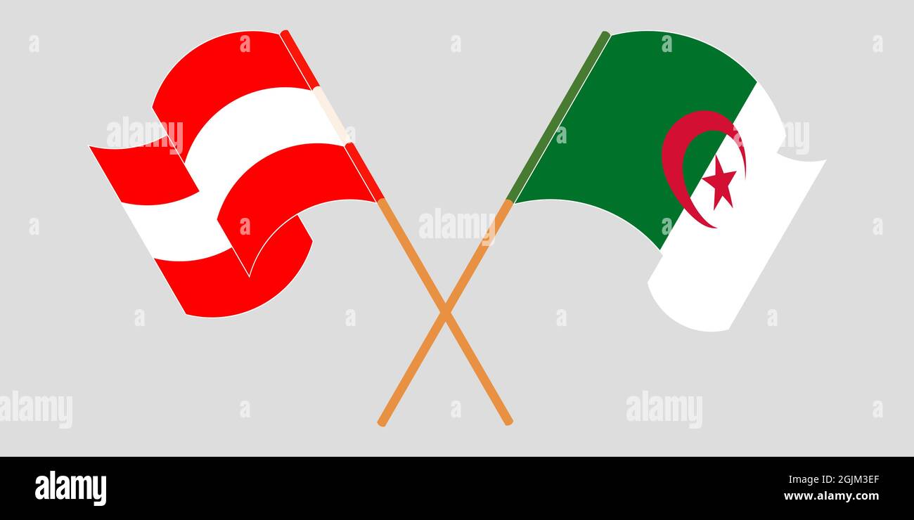 Crossed flags of Algeria and Austria Stock Vector