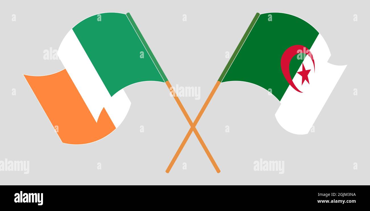 Crossed flags of Algeria and Ireland Stock Vector