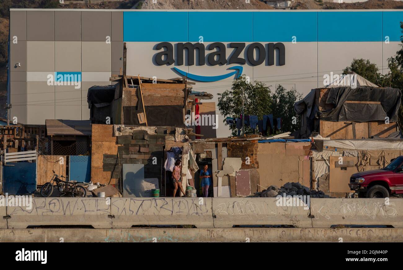 Tijuana, Mexico. 07th Sep, 2021. Amazon's new warehouse stands